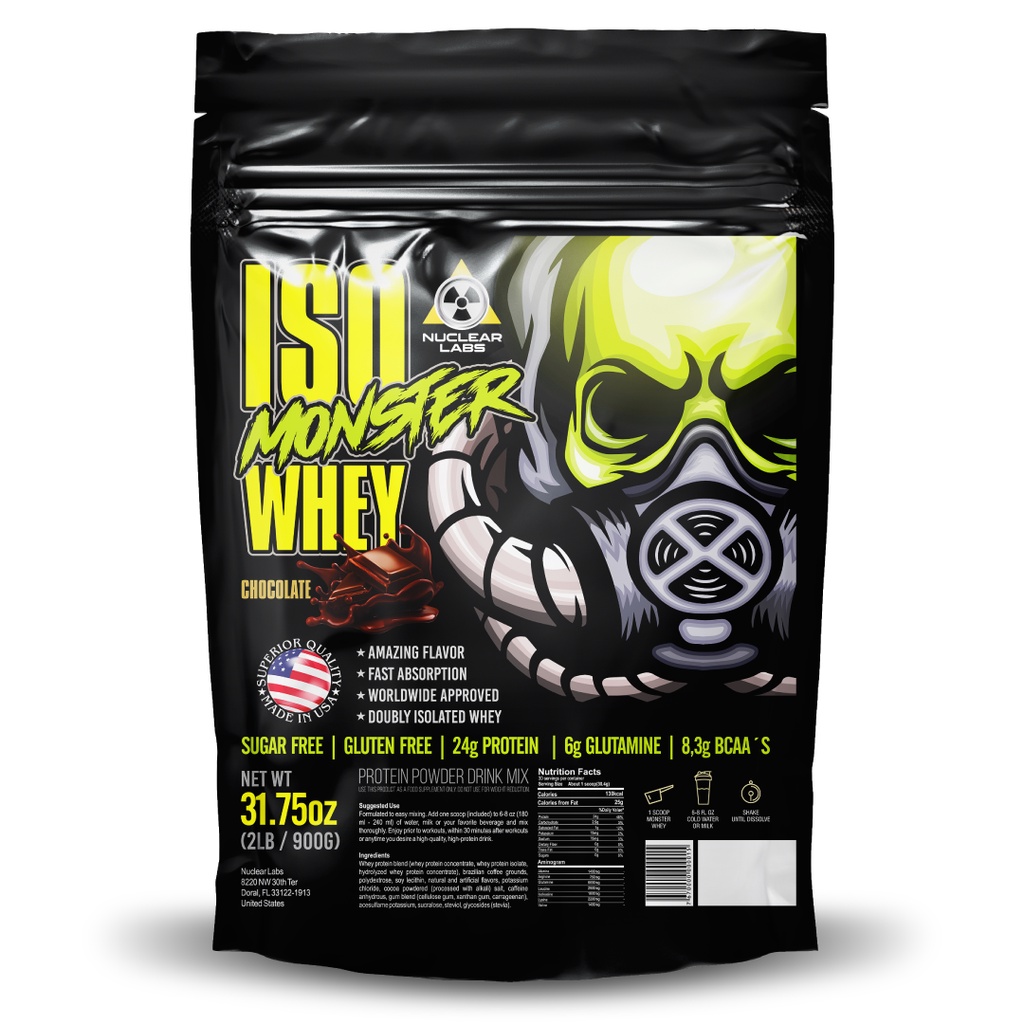 Iso Monster Whey 2Lbs (900g) Nuclear Labs Proteína Isolada Hidrolisada e Concentrada Importado EUA