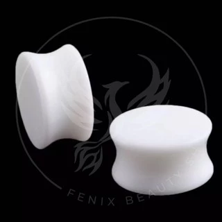 2 Alargador Plug Para Orelha Acrílico Branco Par Piercing