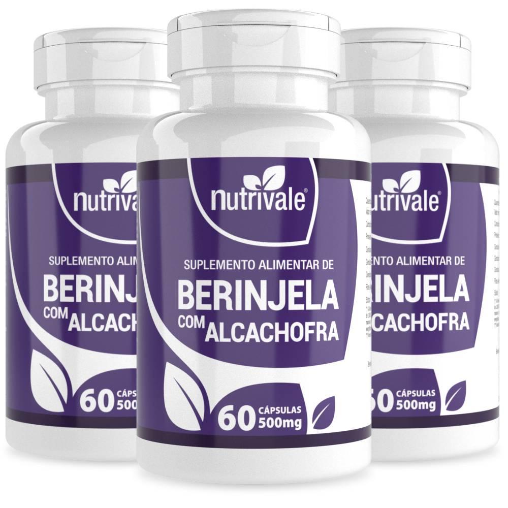 KIT 3X Berinjela Com Extrato Seco De Alcachofra 500mg 60 Cápsulas ...