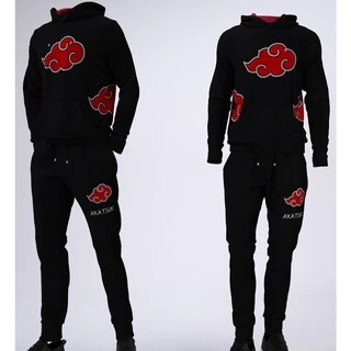 Conjunto moletom Akatsuki unissex blusa canguru e calça jogger