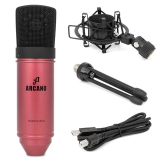 Microfone condensador USB Arcano SHAKYA-RED c/ tripé mesa