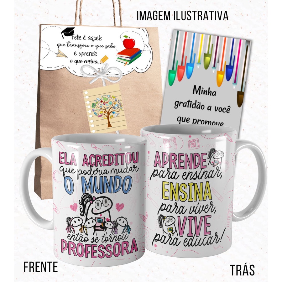 Caneca Professora Meme Flork Bento Cake Florkofcows Ela Acreditou Que Poderia Mudar O Mundo