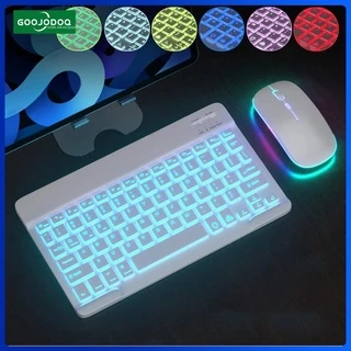 GOOJODOQ Teclado E Mouse Bluetooth Sem Fio Com Luz LED Para Tablet Android