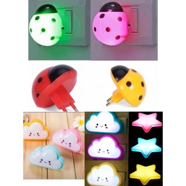 Luminária Led De Tomada Abajur Infantil Colorida Decoração Para Quarto ...