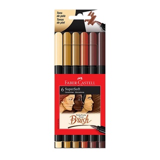 Caneta FABER-CASTELL SuperSoft Brush Tons de Pele c/ 6 cores