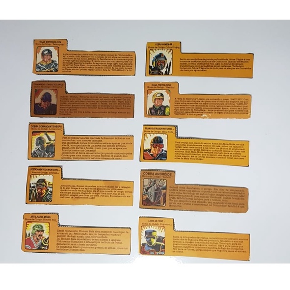Comandos em Ação - Gi Joe - File Cards das Cartelas da Estrela