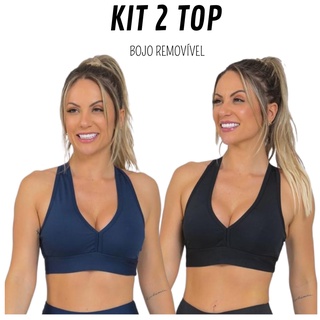 Kit 2 Top Cropped Academia Fitness Ginastica Estilo leg como Bojo Removível