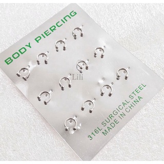 KIT 12 Piercings de Ferratura bolinha em Aço inox 6mm 8mm 10mm Pronta Entrega