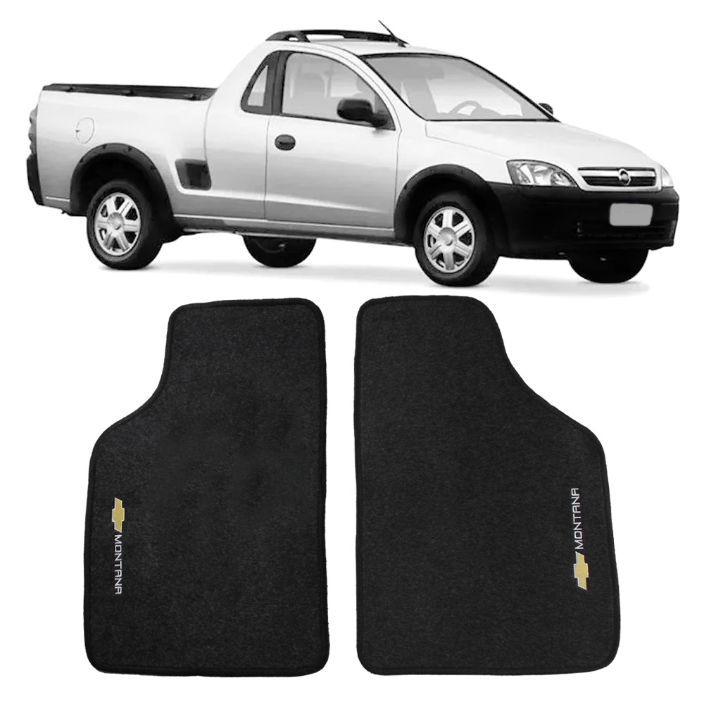 Tapete Montana 2003 a 2010 Carpete Automotivo Logo Bordado Grafite 2 Peças