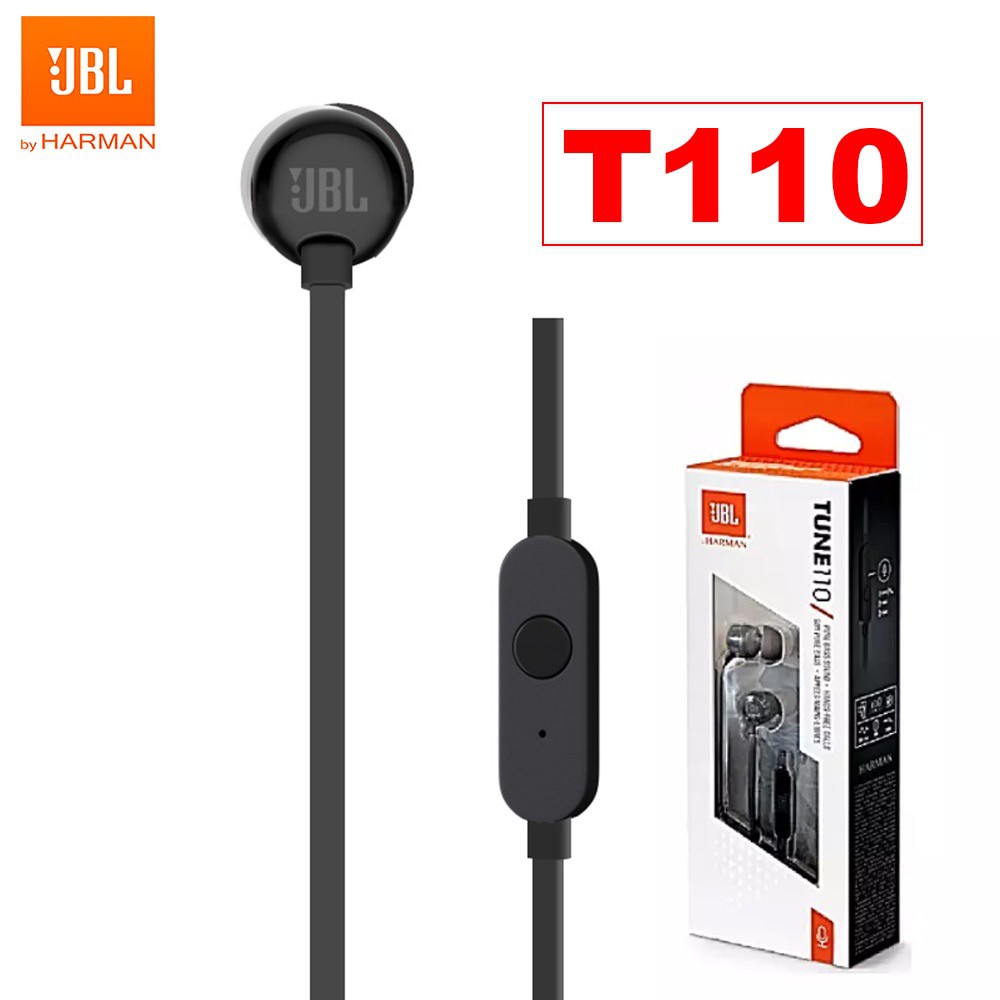 Fone De Ouvido Jbl T110 Fone De Ouvido 3.5mm Com Fio Tune 110 Estéreo / Graves Pro @ @ Fundos Controle De Mãos Sem Fio