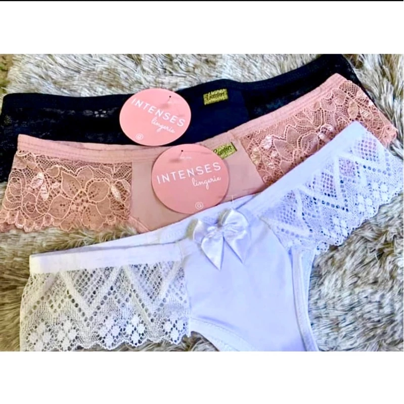 Kit 10 Calcinhas Lateral Renda Microfibra calcinha lingerie 