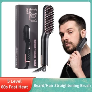 Alisador De Barba Masculino Escova Cabelo Multifuncional Penteador Chapinha Pente Elétrico bivolt 110v e 220v
