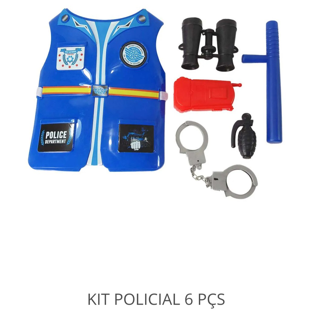 Kit polícia policial infantil 6 peças | Shopee Brasil