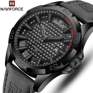 NAVIFORCE 8023 Relógio Casual De Moda Masculina Couro De Quartzo À Prova D