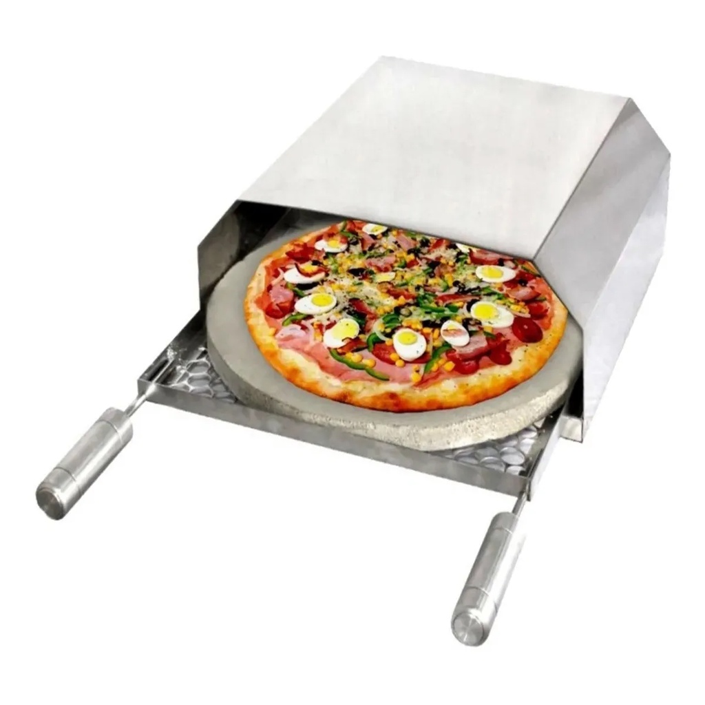Forno de Pizza Multiusos Em Inox Com Pedra Refratária Para Churrasqueiras Ideal Para Pizza Costela Peixes Bolos Pães + BRINDE