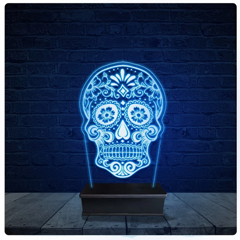 Luminária Led Acrilico Abajur - Caveira mexicana 02