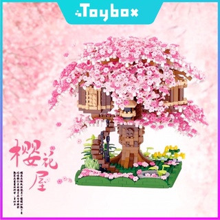Sakura Tree House Microparticle assembly Blocos De Construção Brinquedos Decorações Arquitetônicas Miniatura Ornamentos Para Crianças
