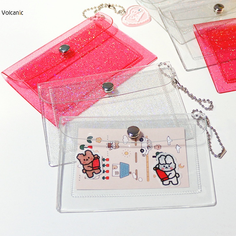 1Pc Moda Porta-Cartões De Visita Em PVC Transparente À Prova D'água Plástico Durável Bolsa Plástica Para Cartão De Crédito Mini