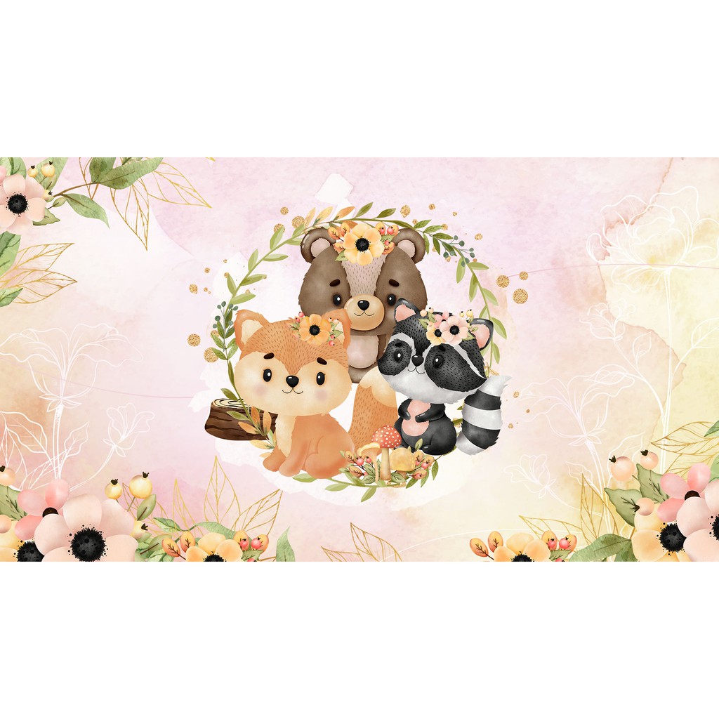 Painel Bosque Encantado Woodland (1x0,65 M) Decoração De Festa Infantil