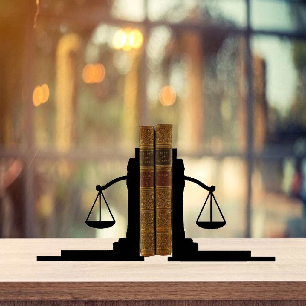 Porta Livro Balança Justiça Direito MDF Preto Sala Escritório Temático Quarto Advocacia