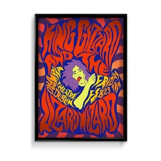 Quadro Decorativo Psicodélico King Gizzard & the Lizard Wizard Tamanho 60x40cm Com Moldura