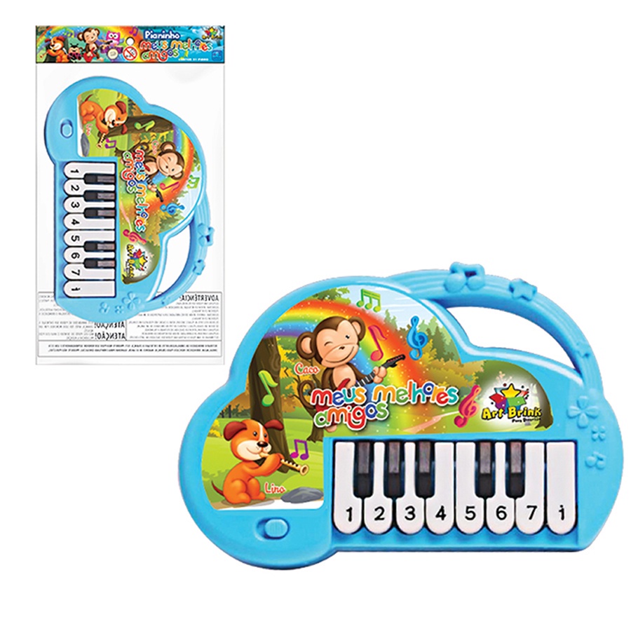 Pianinho Musical De Musicalização Infantil Teclado Brinquedo - Azul
