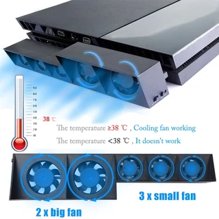 Ventilador Refrigerador PS4 com 5 Ventoinhas, Controle de Temperatura Automático - Acessório para Console