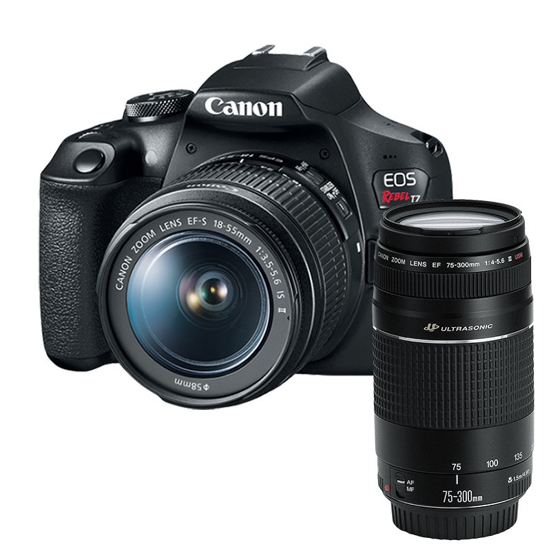 Câmera Canon T7 + Lente 18-55mm + Lente 75-300mm | Shopee Brasil