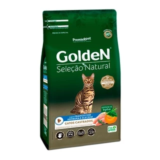 Ração Golden Seleção Natural para Gatos Adultos Castrados Sabor Abóbora - 3Kg