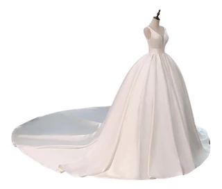 Vestido De Noiva De Cetim Bucol Modelo Helena