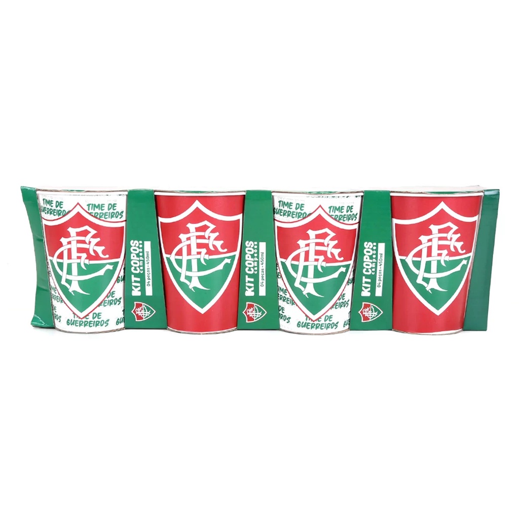 Kit com 4 Copos Plástico do Fluminense 450ml - Allmix | Shopee Brasil