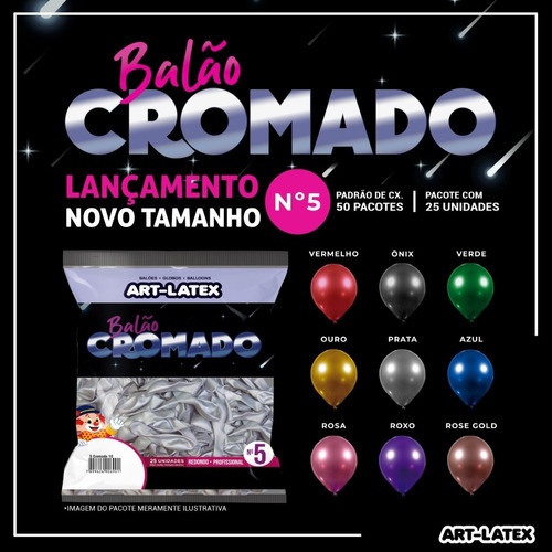 Balão Art Latex Cromado numero 5 com 25 unidades Promoção | Shopee