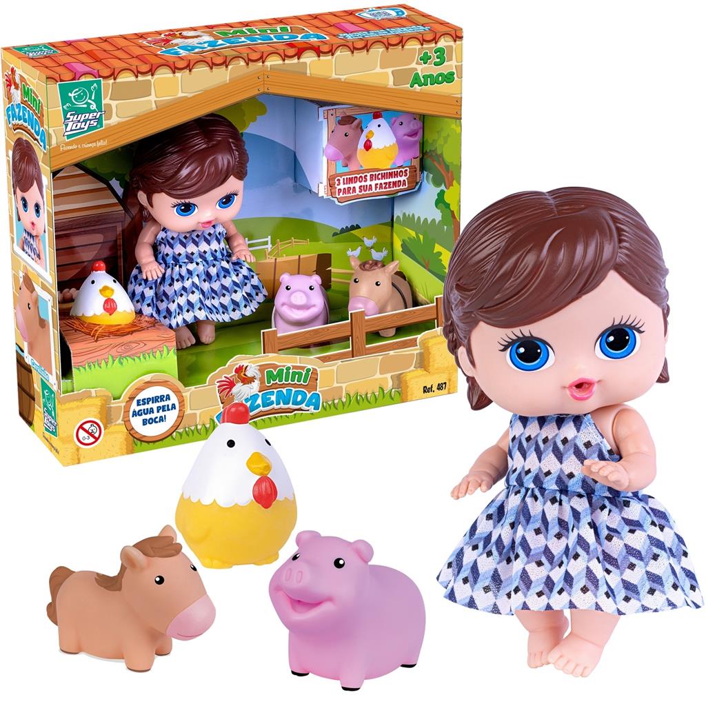 Boneca Menina Com Acessorios Mini Fazendinha - Super Toys