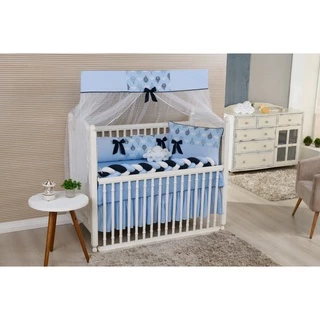 Kit Berço Tranca 9pcs + Saia Brinde - Balão Brilhante Laço Azul em Oferta na Shopee