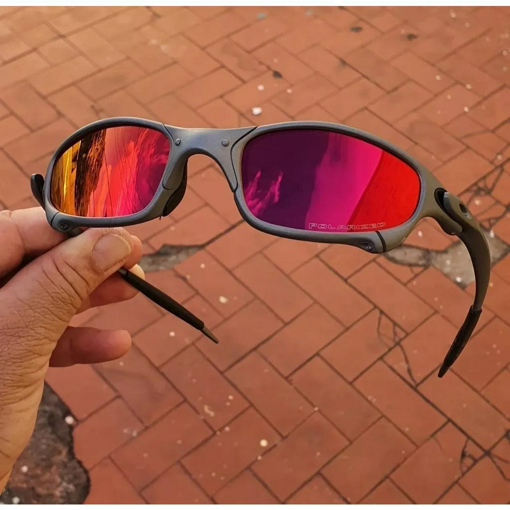 Óculos Oakley Juliet Pinado Armação de Ferro Lente Polarizada Vermelha