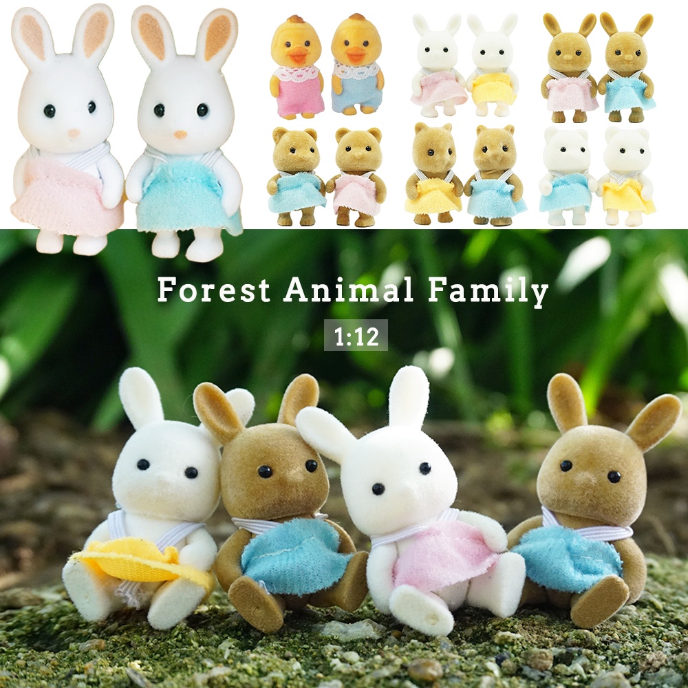 1:12 mini floresta animal família reunindo animal família coelho