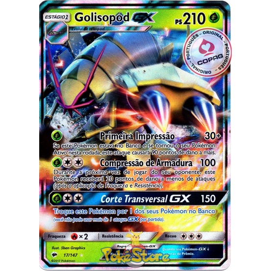 Carta Pokemon Golisopod GX Portugus 17/147 Ou 129/147 Original Copag Full  Art | Shopee Brasil