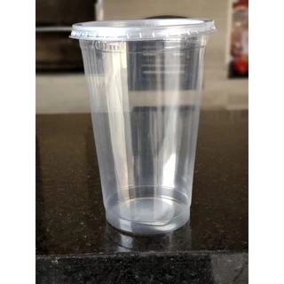 50 Copos Descartáveis Plástico PP 770 ml Transparente com Tampa Reta Sem Furo