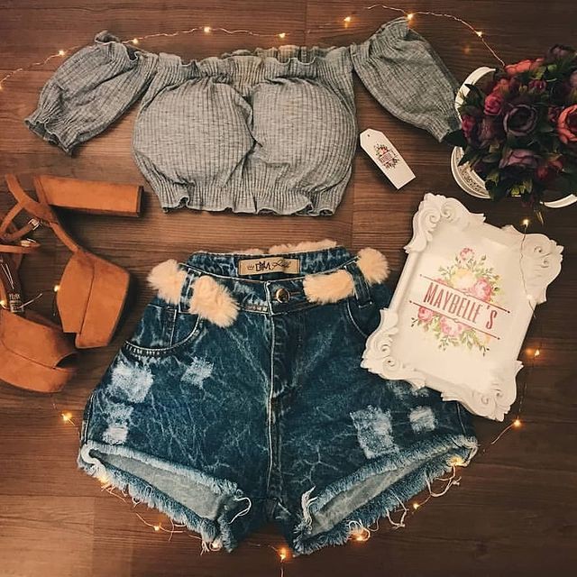 Short jeans 2024 com cropped