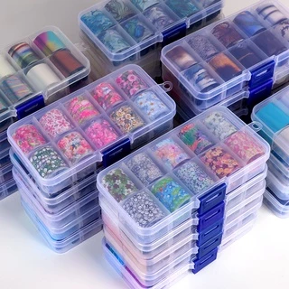 10 Rolos/1 Folha De Caixa De Transferência Da Arte Adesivo De Unha Decoração De Papel DIY Holográfica Flor Estrelado impress manicure