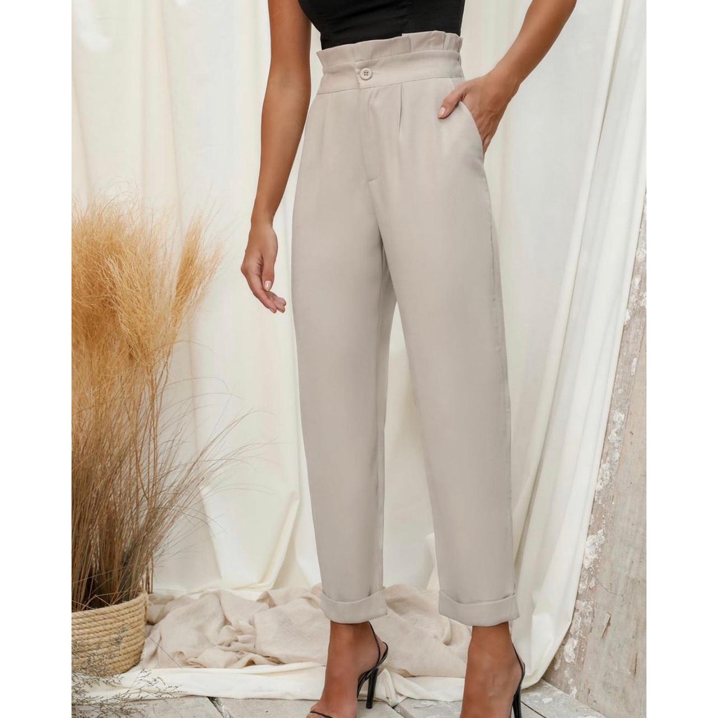 River Island balloon peg trousers in beige