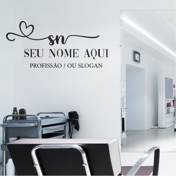 Adesivo de parede logo personalizada para studio salão de beleza, manicure,  consultório