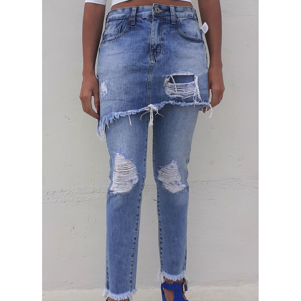 Calça jeans hot sale em saia