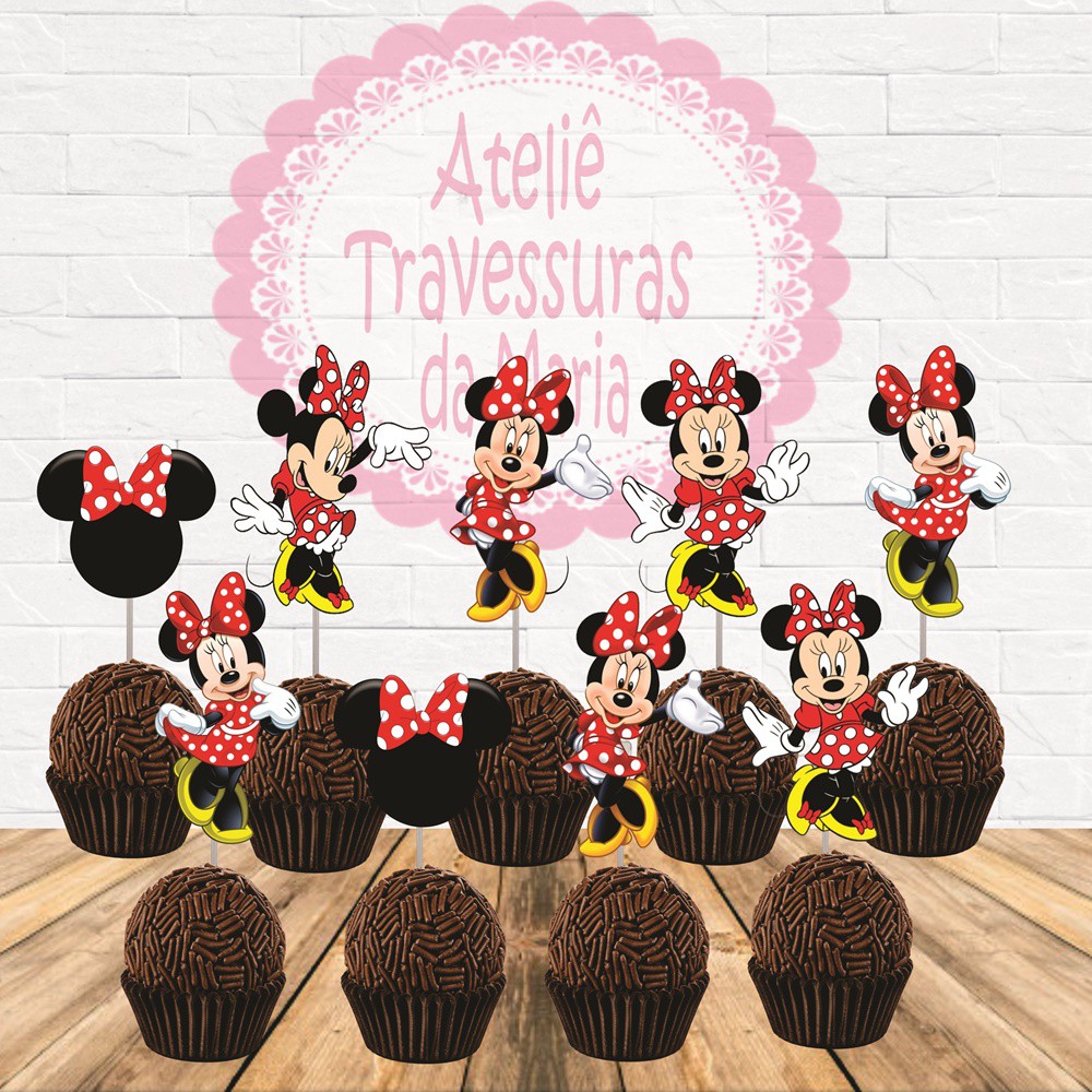 Toppers para Docinhos Minnie Vermelha - Fazemos todos os Temas (Nos ...