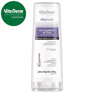 Gel Calmante De Tília Vita Derm 200g Profissional - Hidratante, Pós Sol, Pós Barba e Pós Depilação Gel Facial