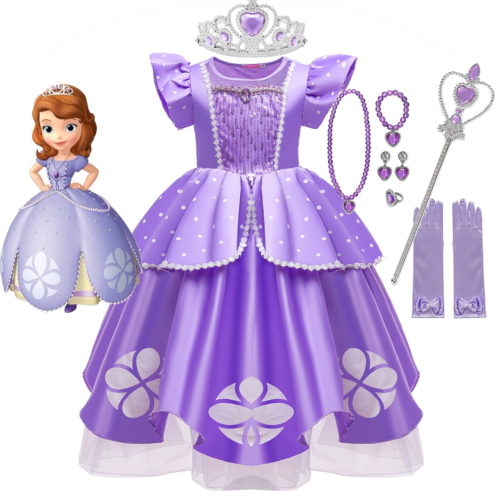 Vestido Princesa Infantil Roxo Lilás Roupa Realeza Midi Luxo serve para  Festa de Aniversário temático da Rapunzel e Sofia e Fantasia de Criança  para Carnaval