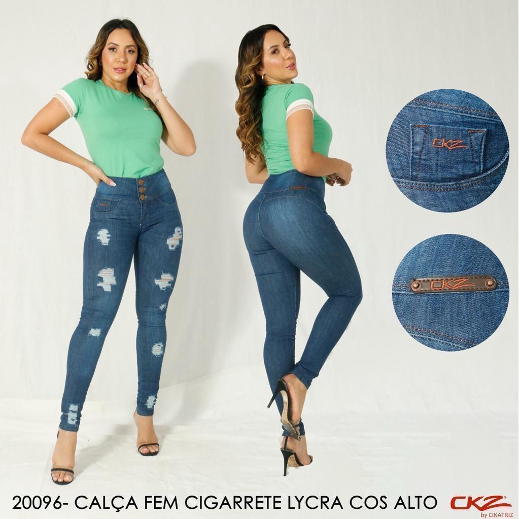 Calça Feminina Cigarrete Lycra Cos Alto CKZ Original