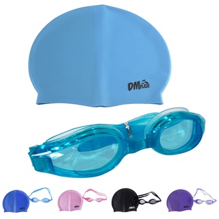 Kit Piscina c/ Oculos de Natacao e Touca de Silicone 5 Cores