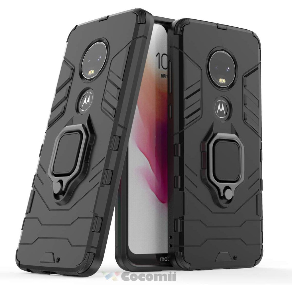 Capa anti impacto com suporte anel metal para motorola moto g7 power