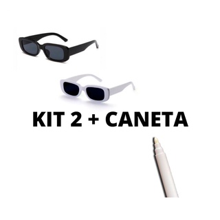 Kit 2 Óculos De Sol Retro Preto + Branco + CANETA GIZ Promoção